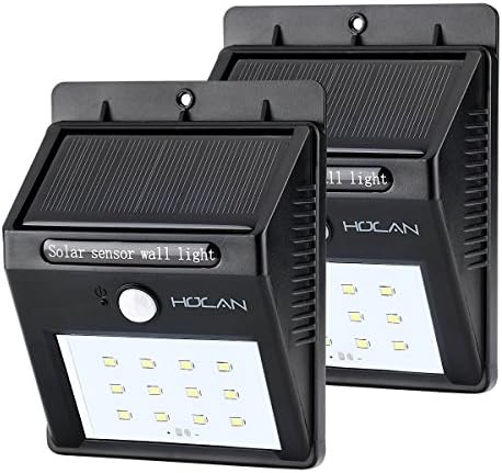 Holan 12-LED Solar Motion Sensor Security Light with Two Intelligent Modes, Pack of 2