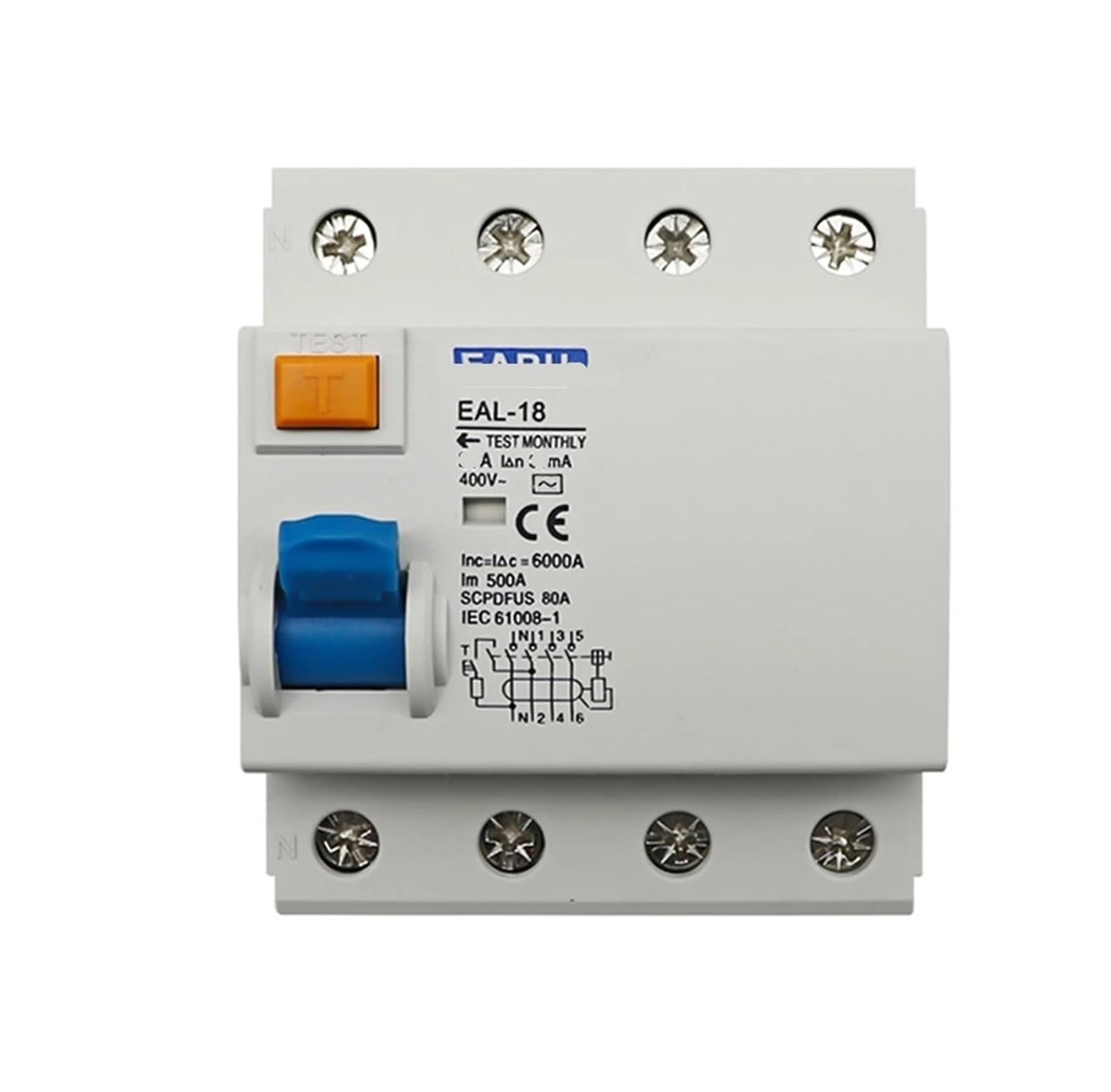 YFHGULBTK 4P 10/30mA AC Type electromagnetic Residual Current Circuit Breaker Differential Safety Switch(30ma-63a)
