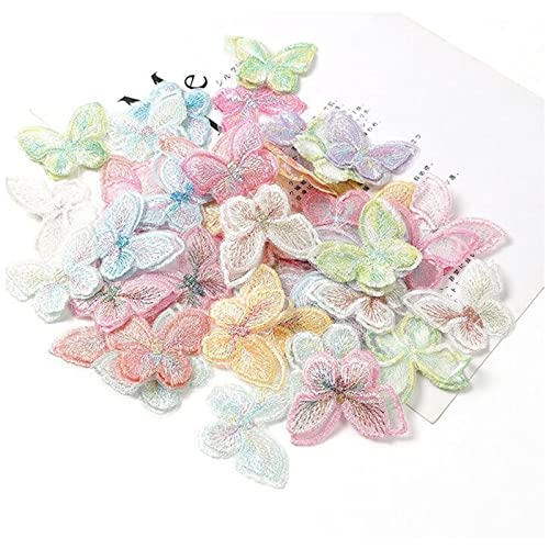 Colorful Butterfly Lace Patches, Double Layer Organza Butterfly Applique Patches For Wedding Bride Hair Accessories Dress Curtain (9 Colors) #TOP7