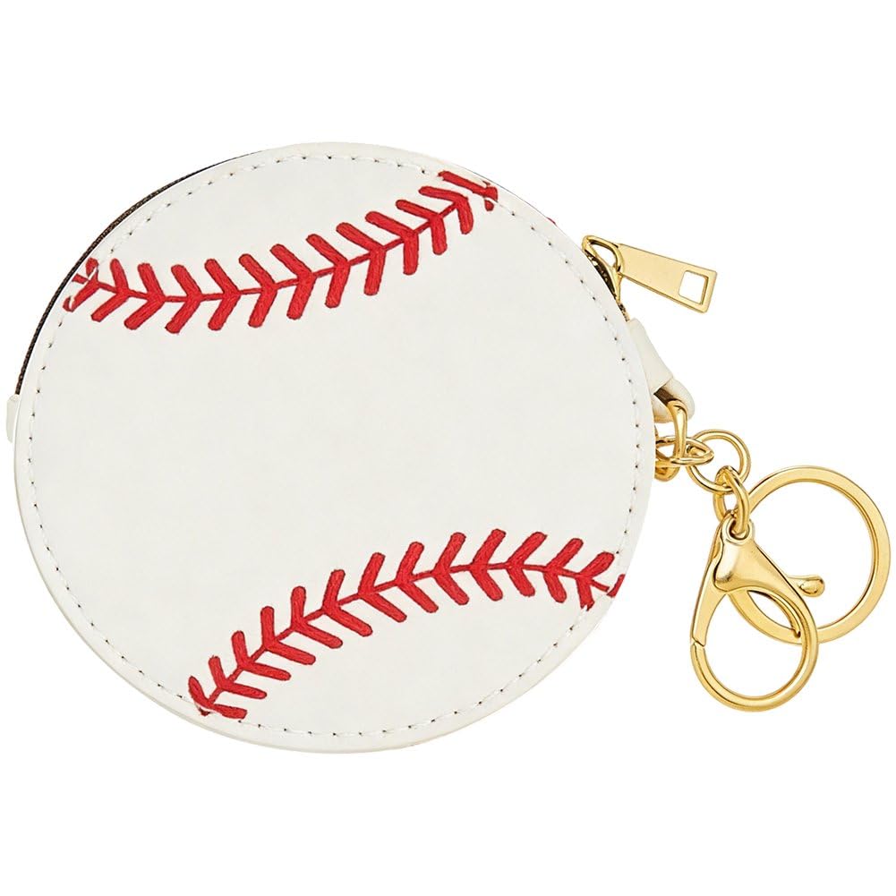 Fituenly PU Leather Ball Shaped Keychain Wallet, Lightweight Waterproof Sports Coin Purse for Coins & Keys, Sporty Sports Activities Accessory
