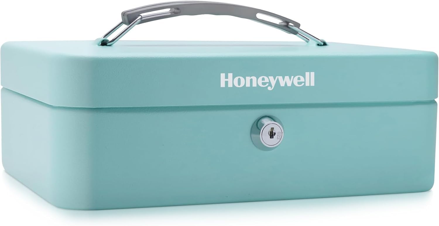 Honeywell Safes & Door Locks 6112TL Cassetta portavalori standard in acciaio con serratura a chiave, nero