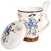 Mecai ceramic coffee mugs for women with lid and soon,12 oz tea cups for Female Boss Friend Women Coworker-blue
