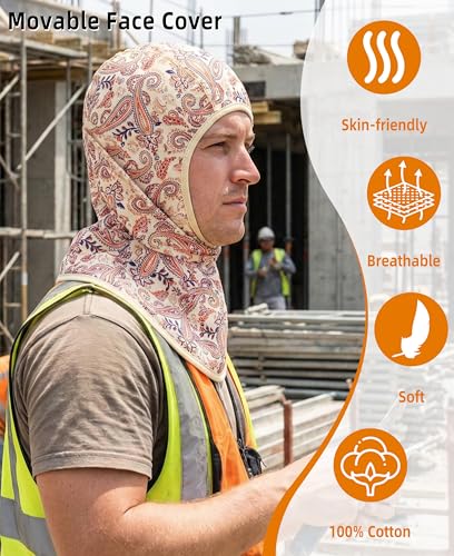 Image of BOCOMAL FR Face Mask Flame Resistant Balaclava 5.5oz Lightweight Arc Rated Helmet Liner Covering Hood for Welding