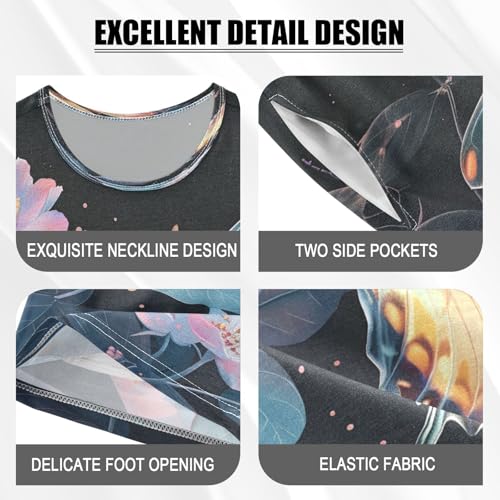 senya Short Sleeve Pajamas Sets Summer Cotton Sleepwear Colored Butterfly Surrounded by Floating Spring Leaves4