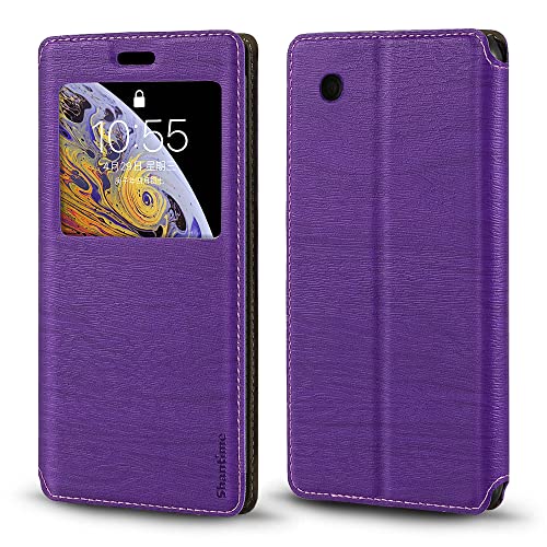 Shantime Étui Rabat Cuir Fenêtre Compatible avec Blackberry 8520 Curve, Élégant Affichage Transparent, Fermeture Magnétique Cachée Porte-Carte(Violet)