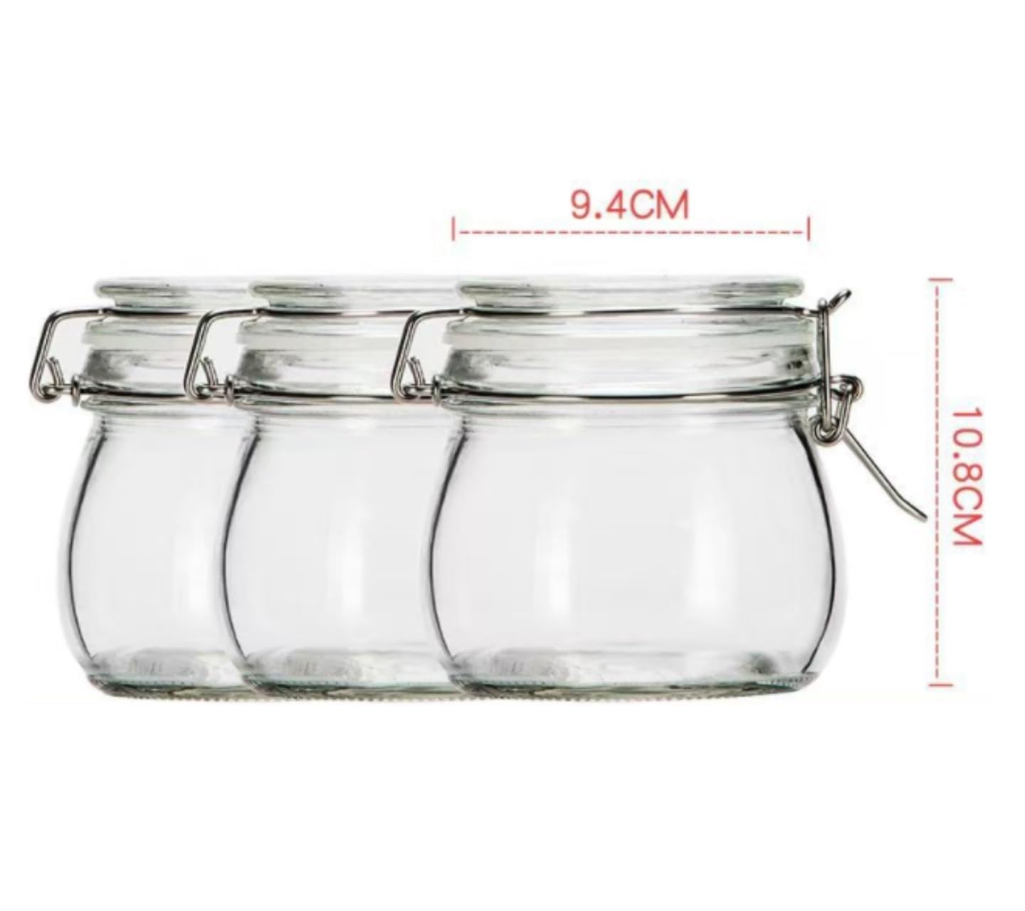 Botes Cocina Almacenaje Recipiente De Vidrio For Almacenar Alimentos Con Tapa, Almacenamiento Clip Sellado Redondo Tarros De Cristal Con Tapa(2pcs)