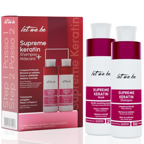 Let Me Be - Kit Alisado SupremeMask Keratina 2 en 1: Champú Antirresiduos + Mascarilla, Limpieza Profunda y Alisado Brasileño de Larga duracion (2x500ml)