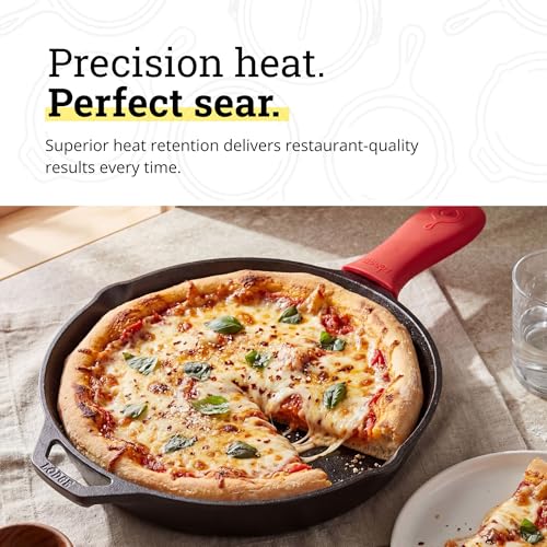 Image of Lodge Seasoned Cast Iron Skillet 12 Inches - Quality Frying Pan for the Stove, Oven, Grill & Campfire - Includes Silicone Hot Handle Holder - Non-Toxic, Nonstick & Long-Lasting