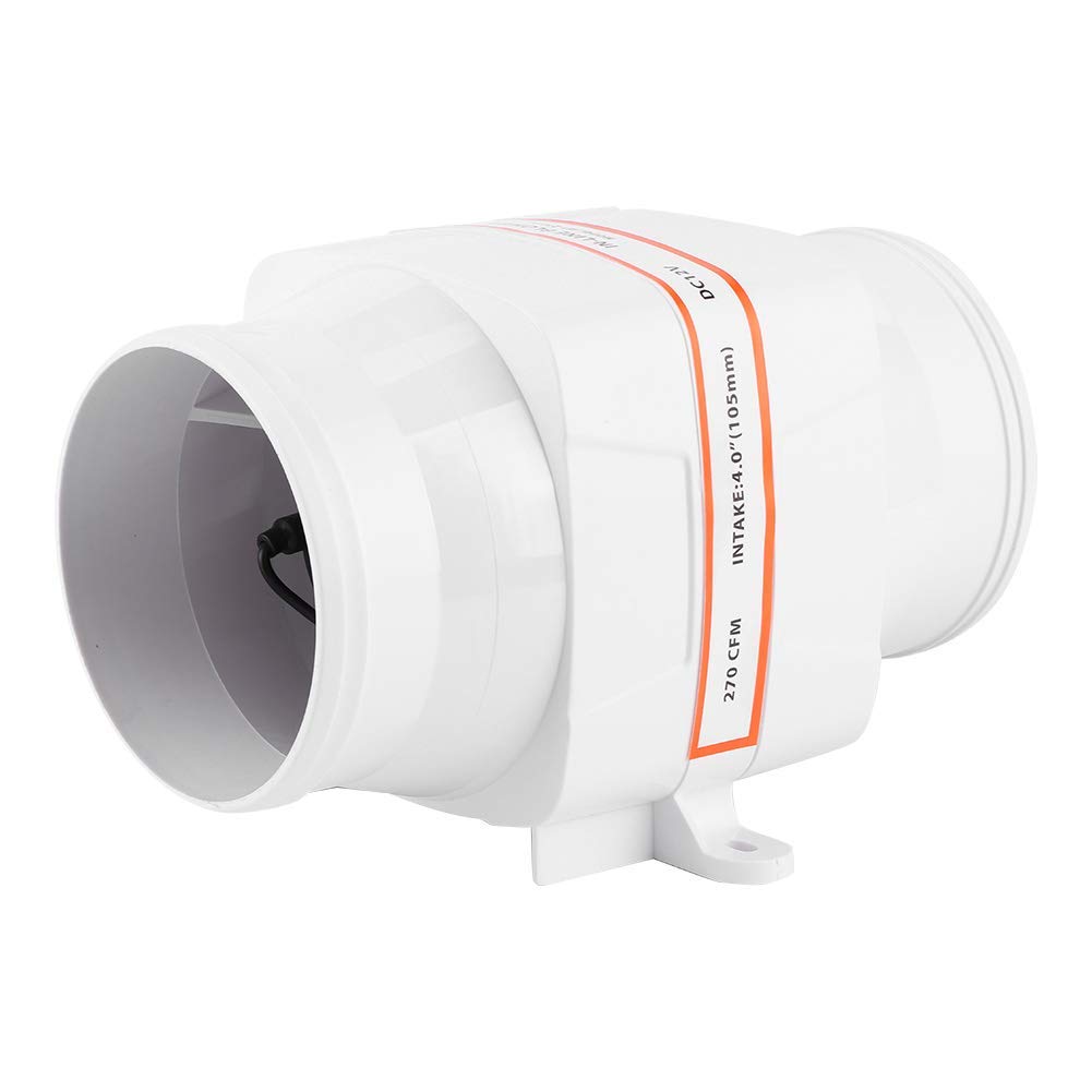 Bilgenluftgebläse Marine 4 Zoll 12V 270CFM Weißes In-Line DC elektrisches Lüfterboot Zubehör EVGATSAUTO Bilgenluftgebläse