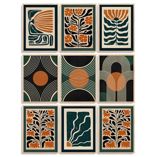 Image of kotart Floral Wall Art Home Decoration | Aesthetic Floral Paintings With Frame For Living Room Bed Room Hotel Wall Decor Digital Reprint Set of 9 (10X13 inch)