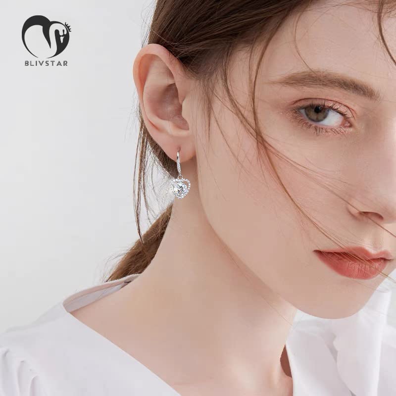2CT Moissanite Earrings 18K White Gold Plated D Color Top Grade Cut Diamond With GRA Certification 925 Sterling Silver Ideal Gift for Women Valentines, Mothers Day, Christmas, and Birthdays2