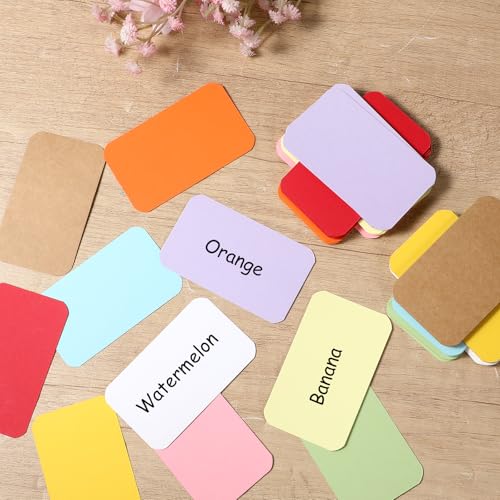 JJUNW 100 Stück Blanko Papier Karten, 9x5 cm Farbige Blanko Karteikarten Kleine BlankoPapier Nachrichtenkarten Für Scrapbooking DIY Geschenkanhänger Etikett