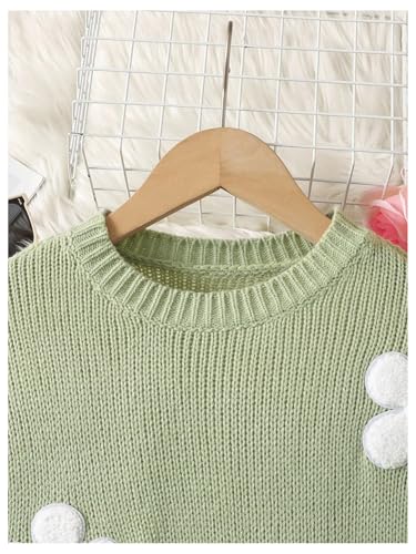 Image of BEAUDRM Girl's Bow Sweater Crew Neck Cute Sweaters Long Sleeve Knit Pullovers Sweater