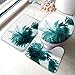 Antiscivolo Tappetino da Bagno 3pz Set Tappeti da bagno Set 3 pezzi, teal giglio stampato morbido assorbente anti-skid tappetino da bagno tappetino + contorno + coperchio del coperchio della toilette