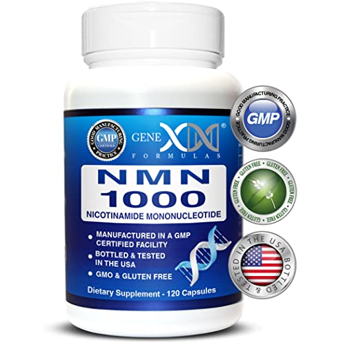 Genex Formulas NMN 1000mg - 99% Pure Shelf Stabilized Supplement Capsules for Increased NAD Levels & Healthy Aging GMP Certified 1000mg per Serving 120 Capsules
