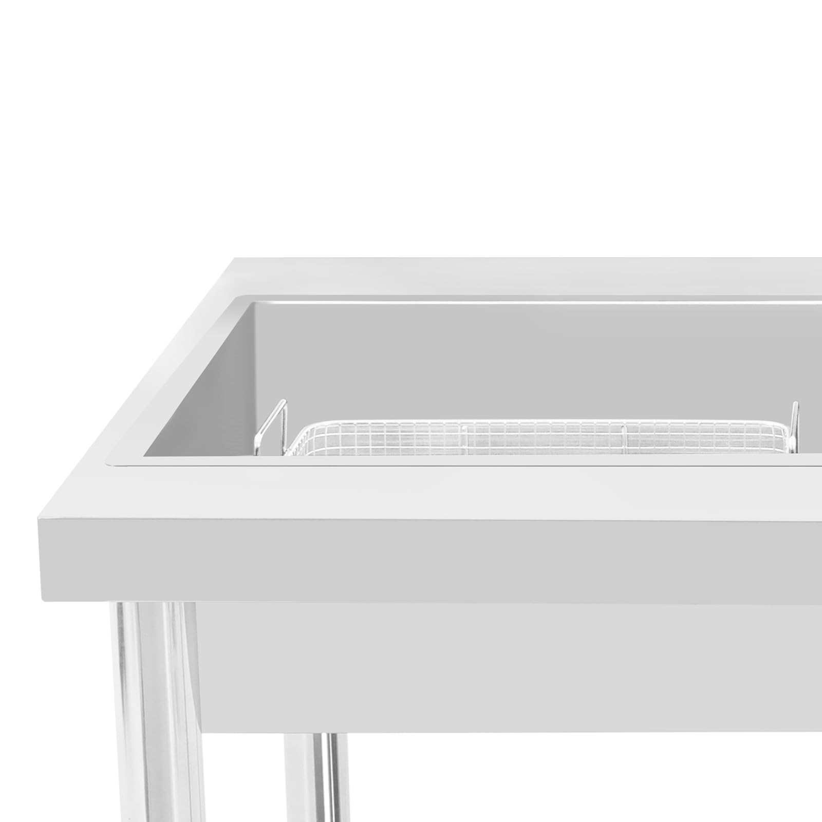 Tavolo di preparazione per pollo, in acciaio inox, struttura stabile, regolabile in altezza, tavolo di preparazione manuale con contenitori e cestini in acciaio inox, per fast food e ristorante