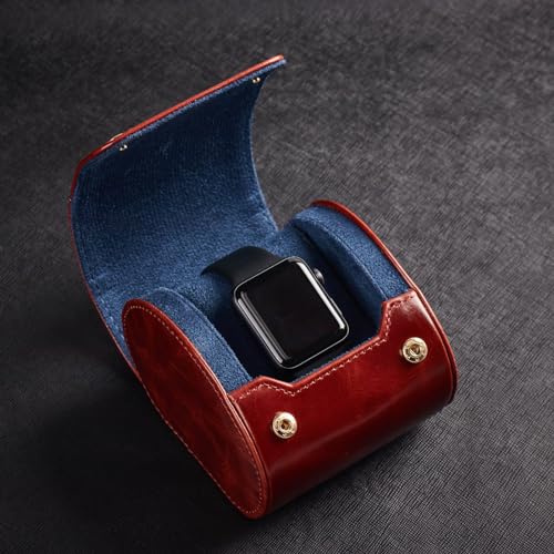 Image of Genuine Napa Leather Watch Roll Travel Case - Travel Watch Rolls and Leather Watch Display Cases with Velvet Interior - Watch Storage Organizer Men's By CALIBERWATCH (Brown - Single)