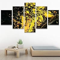 SIGNWIN 5 Panel Canvas Wall Art Modern Art Abstract Brushstroke Contemporary Edgy Mixed Media Multicolor for Home Decorations Ready to Hang - 60