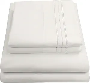 Queen Size Bed Sheets - Breathable Luxury Sheets with Full Elastic & Secure Corner Straps Built In - 1800 Supreme Collection Extra Soft Deep Pocket Bedding Set, Sheet Set, Queen, Ivory