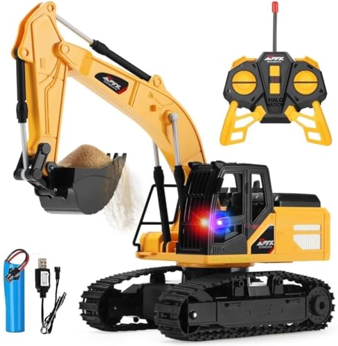 Image of HALO NATION 6-Channel Remote Control Excavator RC Excavator RC Engineering Truck Rechargeable Truck Toy with 360 Rotation & Moving Shovel