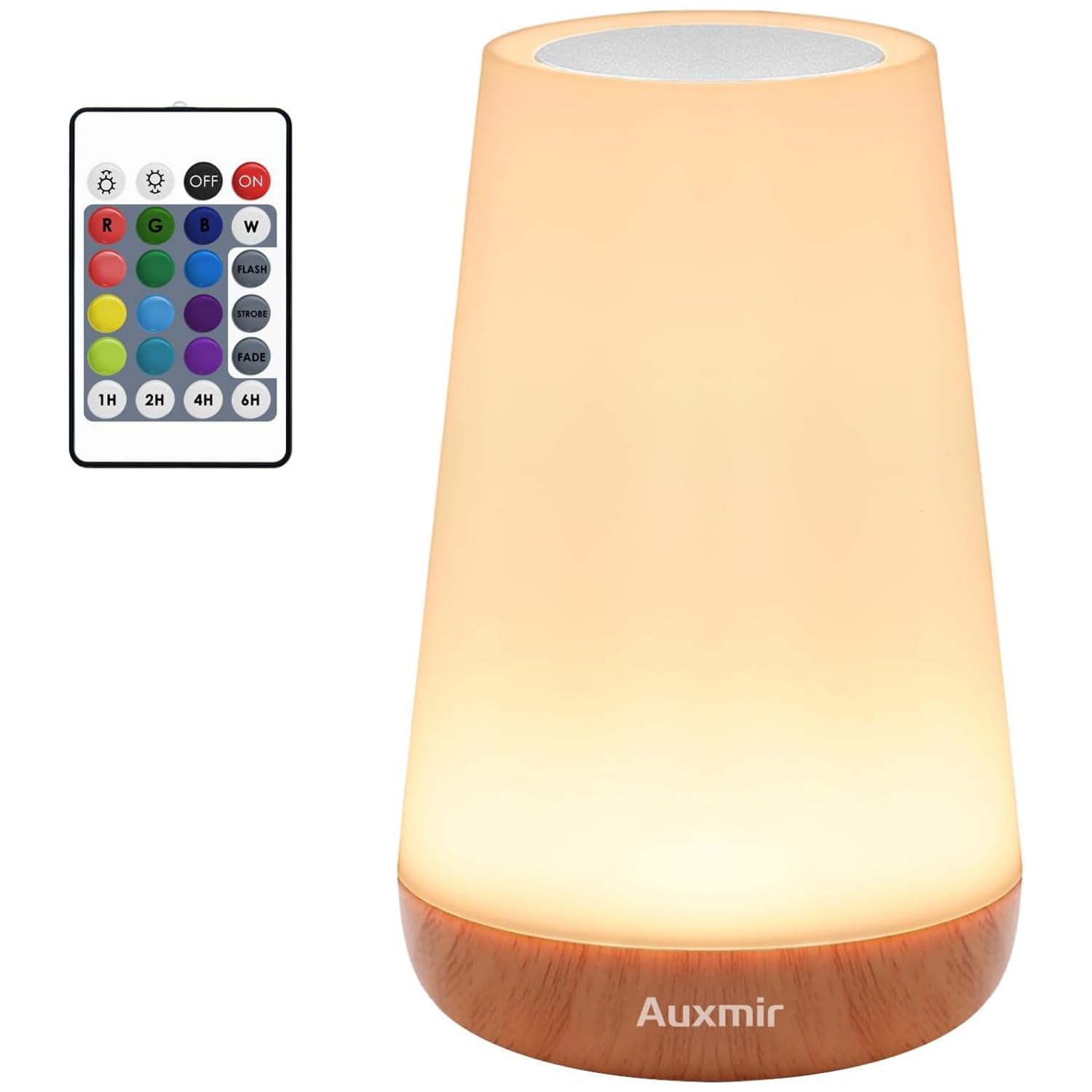 Auxmir Lámparas de Mesita de Noche, Recargable 1800mAh con USB, Luz Nocturna LED sin Cable, Control Remoto y Táctil, Temporizador, 13 Colores de Luz, para Dormitorio Quitamiedos, Marrón Claro
