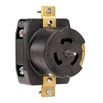 Legrand Pass & Seymour CS8369 Turnlok 50 Amp 3 Phase 250V California Standard Industrial Spec Grade Locking Receptacle, Non-NEMA, Black (1 Count)