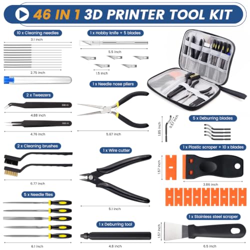 46Pcs 3D Printer Tool Kit, 3D Printer Accessories with Storage Bag - Image 3