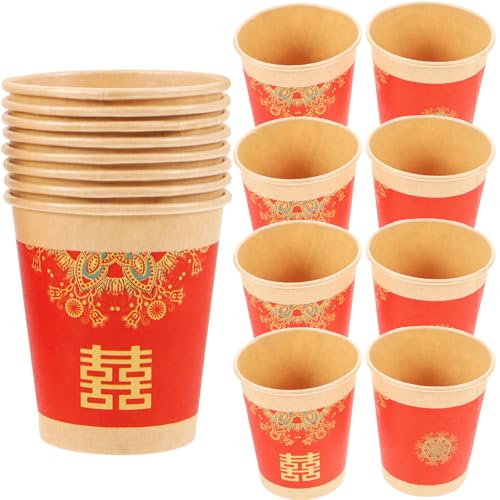 DOITOOL 50 Tazas de Papel Chinas Desechables para Bodas y Banquetes, Ligeras y Resistentes, Ideales para Fiestas al Aire Libre y Eventos Obsequios