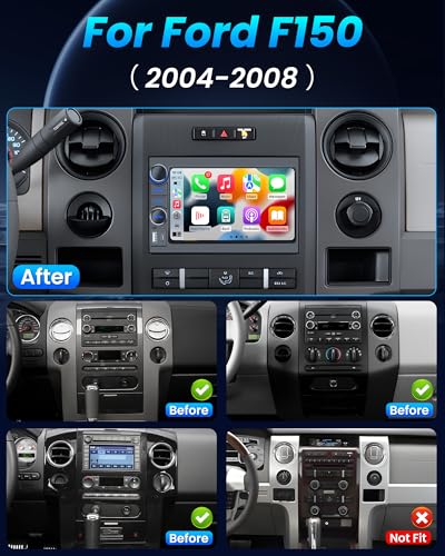 Image of 8 Core Car Radio for Ford F150 2004-2008: 7'' HD Touch Screen Stereo with Wireless Carplay Android Auto 5G WiFi GPS Bluetooth FM RDS SWC Backup Camera