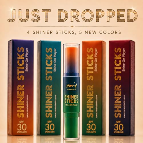 Image of SHINER STICKS Dual-Sided, 14 Colors Athlete Colored Eyeblack, SPF30 UVA&UVB Sunscreen Protection and Moisturizer, Non-Greasy, Glare Reduction, Sweat-Resistant, Easy Removal (Green & Teal)