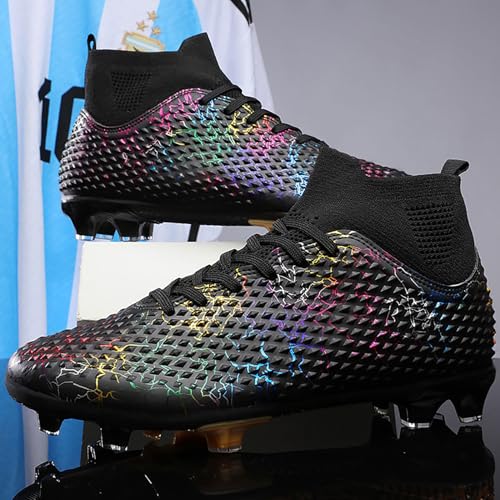 Men's Soccer Shoes High-Top Soccer Cleats Outdoor Breathable Athletic Professional Spikes Youth Boys Football Shoes Unisex 6