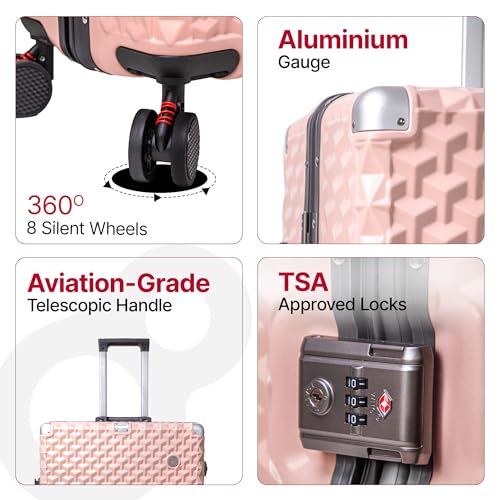 Image of Hard PC Trolley Luggage, Cabin Size, 100% Polycarbonate, Lightweight and Durable, Silent Wheels, Anti-Theft with Aluminium Frame, and 2 TSA Locks, 20-Inch, Coral Mist