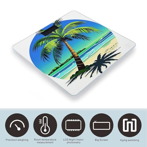 Báscula digital de baño con diseño de palmera miniatura 3