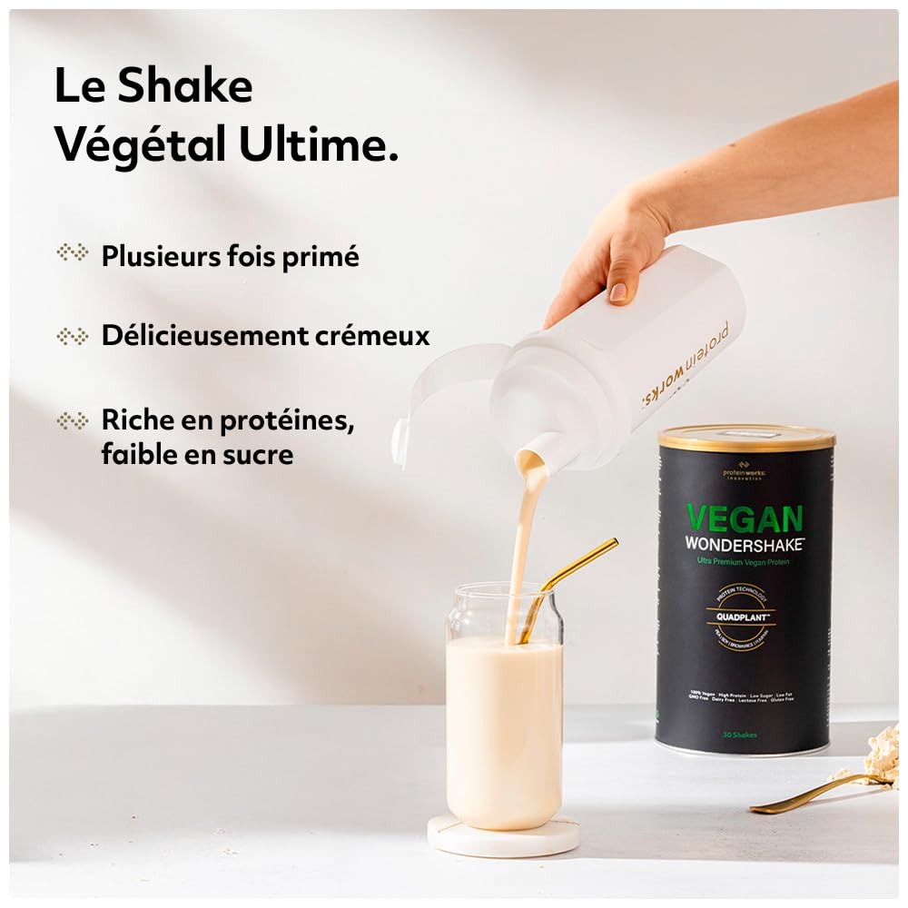THE PROTEIN WORKS - Vegan Wondershake | Shake Protéiné Vegan | 21g Protéines | Super Doux, Goût Étonnant | Banane Onctueuse | 30 Portions