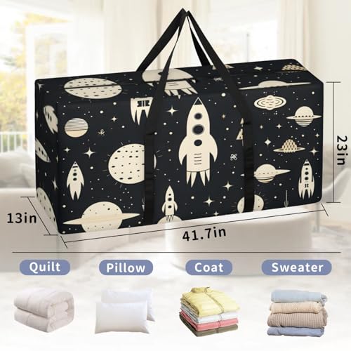 Artistic Galaxy Extra Large Moving Bags Heavy Duty Storage Bags Graffiti Galaxy Cloth Wrap Around Handles Double Zipper Reusable Convenient Foldable Storage Tote for Travel Camping Space Save2
