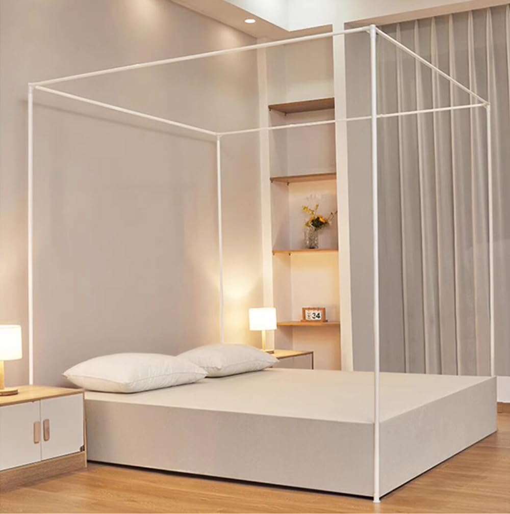Cortinas con dosel de princesa para niñas, mosquitera, accesorios de decoración de dormitorio (arcoíris, King, 1 toldo de cama + marco de toldo)