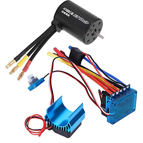 Silnik bezszczotkowy ESC, 3650 45A/60A/80A/120A ze stopu 1:10 zdalnie sterowany silnik pojazdu ESC zestaw RC Motor 3100KV, bezszczotkowy ESC i radiator pasujący do 1/10 RC Toy Car (120A)