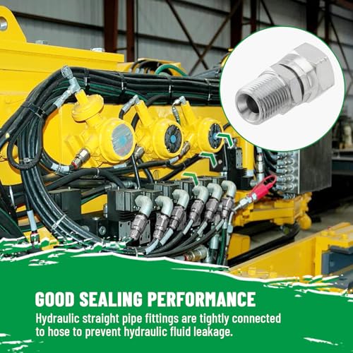 Image of 10 Pack Hydraulic Hose Fittings: 3 /8 inch NPSM Female x 3 /8 inch NPTF Male, Hydraulic End Connector Swivel Fitting Kits with Protection Cover