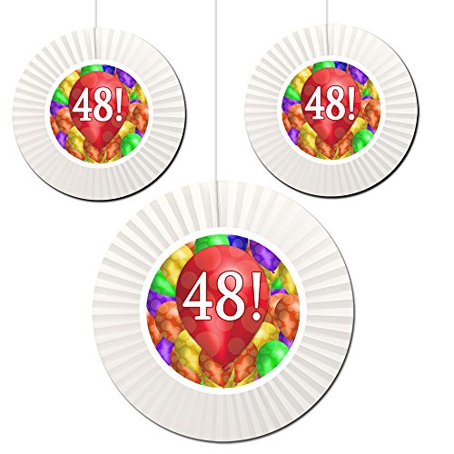 48TH Birthday Balloon Blast Fan Decorations (3 Count -1-16 INCH and 2-12 INCH) by Partypro