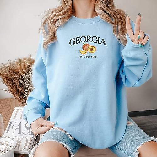 Embroidered Georgia The Peach State Sweatshirt, Personalised Tee Gift, Hoodie Embroidery, Natural Lover Gift, Tourist Attraction Tee, Present for Her3