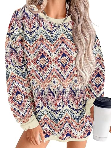 KISSMODA Women's Casual Long Sleeve Sweatshirt Color Block/Solid Crewneck Corduroy Pullover Cute Tops