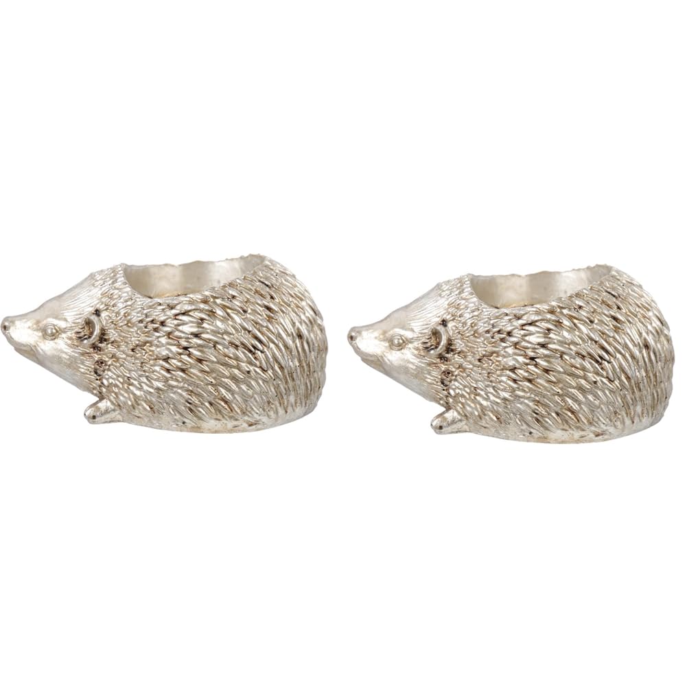 CTRLZS Home Hedgehog Candlestick Ornaments, Aromatherapy Resin Candle Tray, Home Decoration Silver