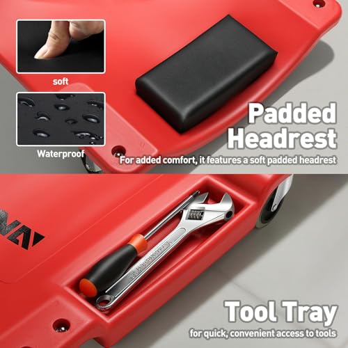 image for DNA MOTORING 40 Inch Mechanic Creeper, Blow Molded Low Profile Rolling