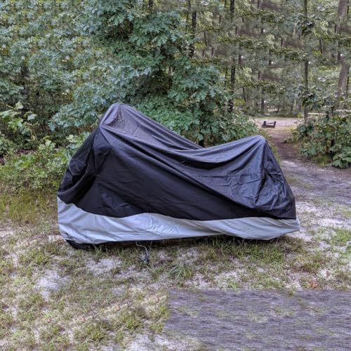 Image of Motorcycle Cover Waterproof, Outdoor Motorbike Cover with Lock-Holes, All Season Protection Motorbike Vehicle Covers Fits up to 97 inch Motorcycles - 2XL Size