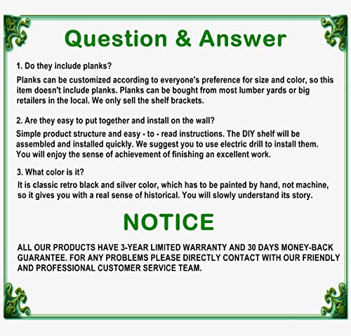 Industrial Wall Mounted Iron Floating Pipe Shelves/Racks/Storage/Bookcases, Diy Open Bookshelves/Shelving For Kitchen/Office, Retro Black,(4-Tier Shelf Brackets,Not Include Planks) #TOP6