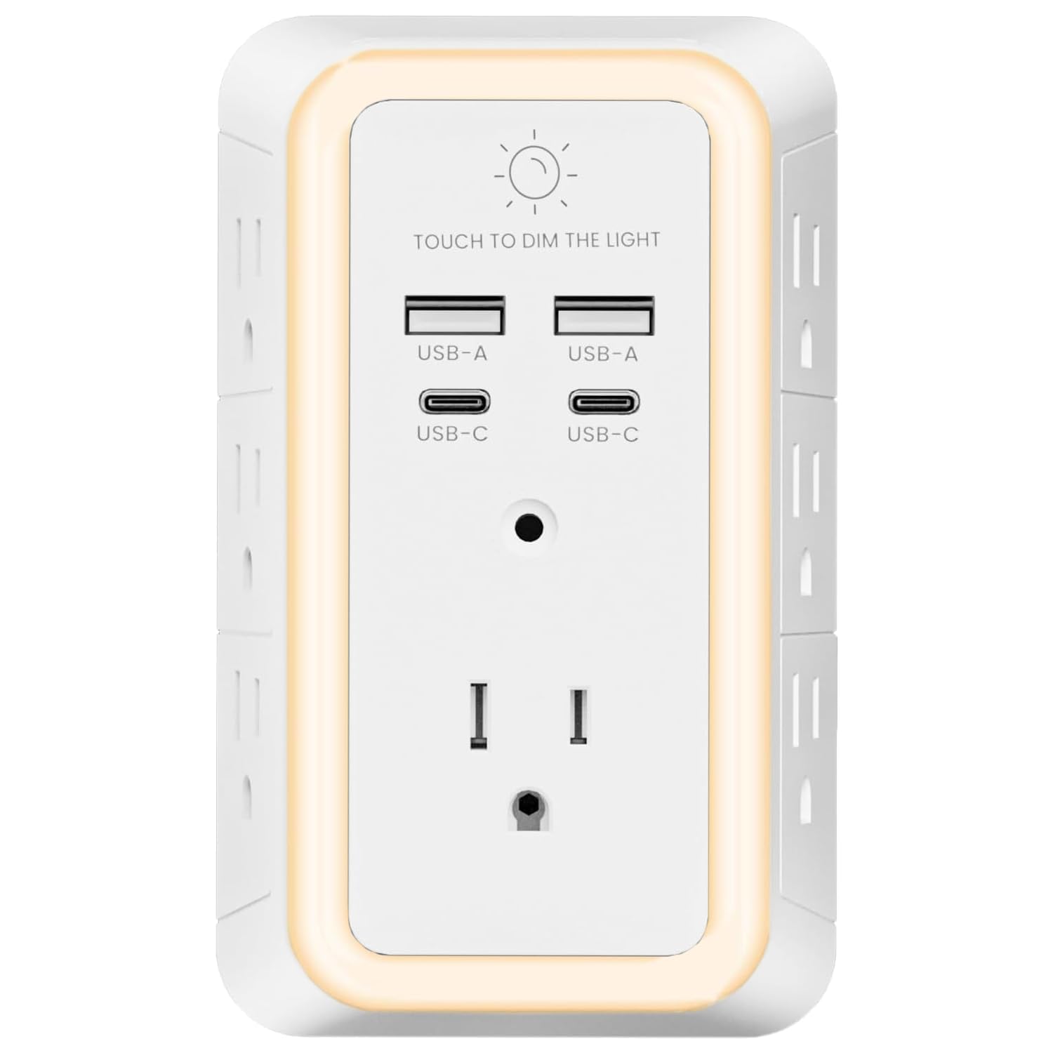 Multi Plug Outlet Surge Protector, 7 Outlet Extender with Night Light, USB Wall Charger with 2 USB C and 2 USB Ports, Surge Protector Power Strip, Wall Plug Adapter Spaced for Home Travel Office ETL