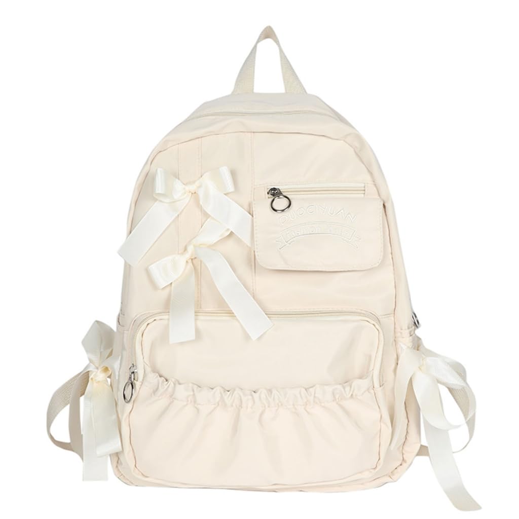 DLUKENY Japanese Anime Nylon School Bag for Teen Girls with Bows Preppy Large Backpack