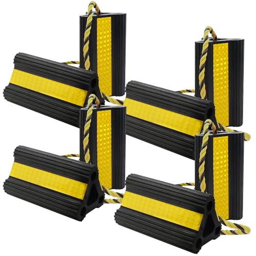 Image of Vacallity Wheel Chocks for Travel Trailers [4 Pair 8 Pack], Sturdiness Heavy Duty Solid Rubber Camper Trailer RV Wheel Chock Blocks, for Aircraft&Truck&Car tire Stopper, Wheel Immobilizers & Chocks