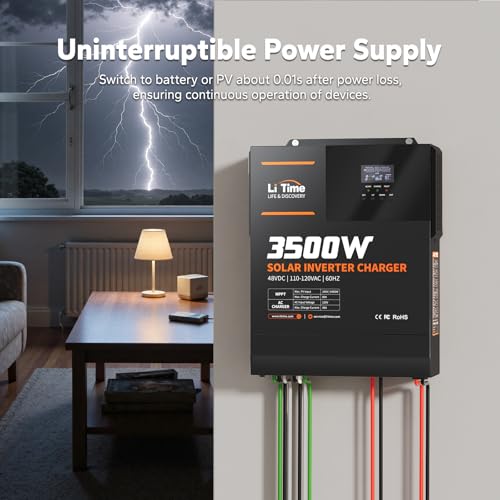 Image of LiTime 3500W Hybrid Solar Inverter Charger, 3-in-1 48V DC-120V AC, 80A MPPT