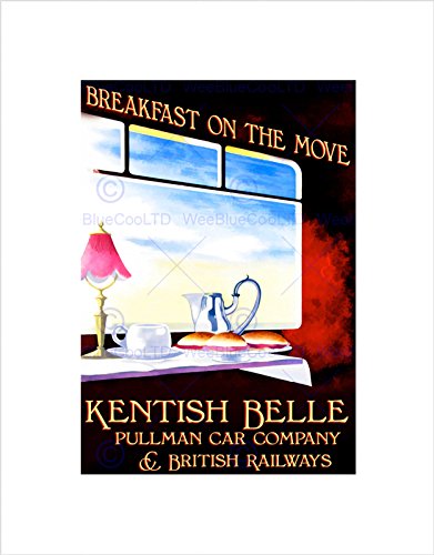 TRAVEL LUXURY TRAIN RAIL CARRIAGE WINDOW KENTISH BELLE UK FRAMED PRINT B12X3389